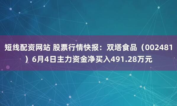短线配资网站 股票行情快报：双塔食品（002481）6月4日主力资金净买入491.28万元